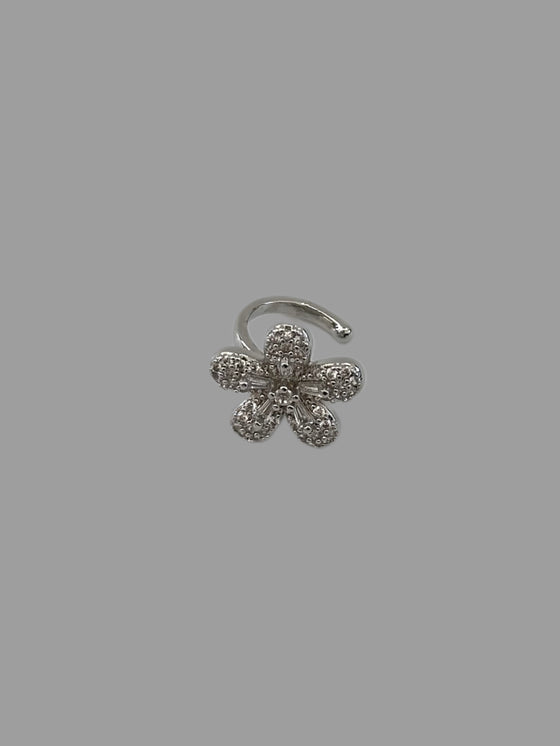 Earcuff fiore zircone argento