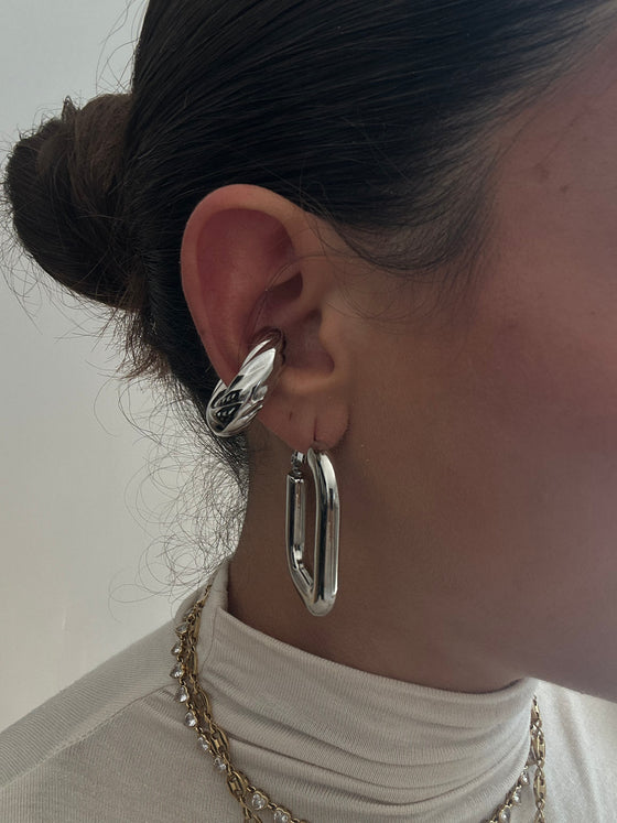 Earcuff rigato maxi argento