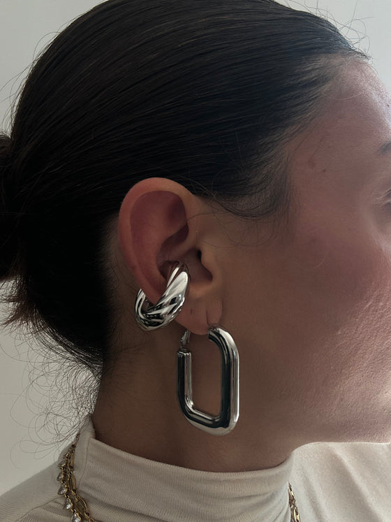 Earcuff rigato maxi argento