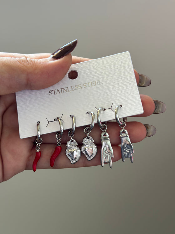 Set di orecchini scaramantici argento