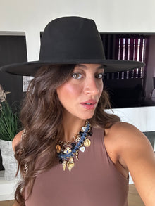  Cappello falda larga nero