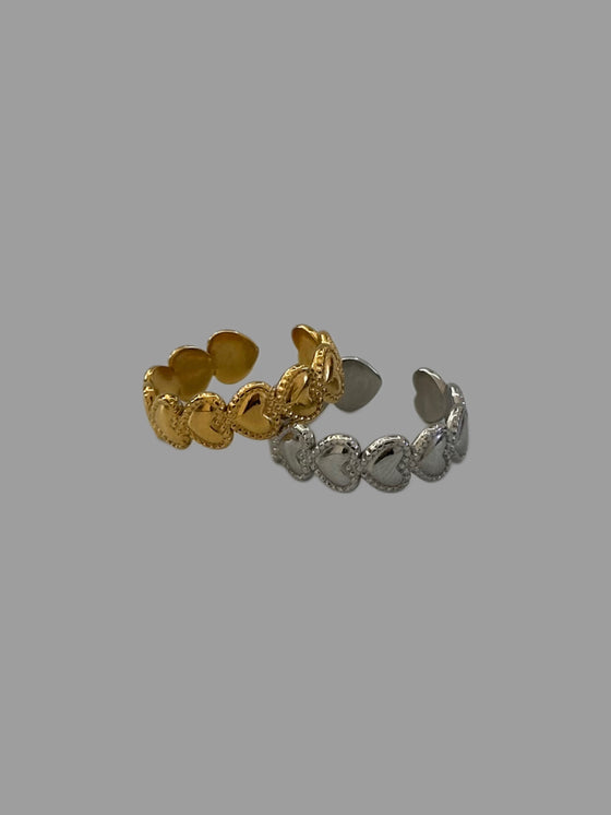 Anello cuoricini argento