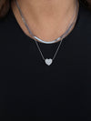 Collana doppia con cuore zircone argento