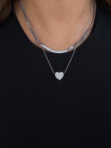 Collana doppia con cuore zircone argento