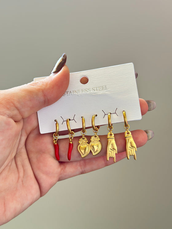Set di orecchini scaramantici oro