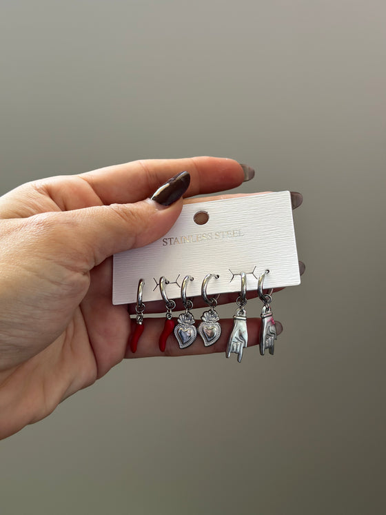 Set di orecchini scaramantici argento