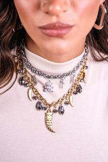  Collana corno big grigia - aria accessorize