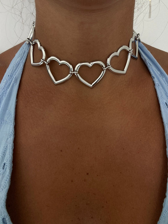 Girocollo cuori argento