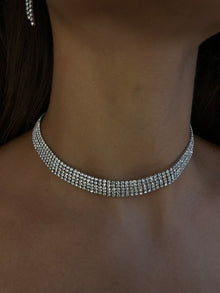  Choker in zirconi big argento