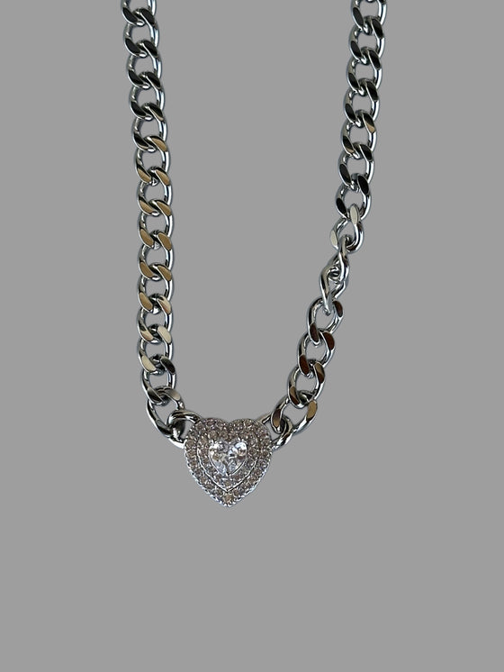 Choker cuore zircone argento