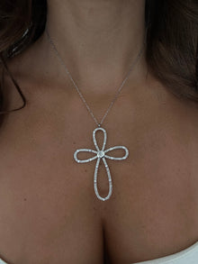  Necklace croce magnolia argento