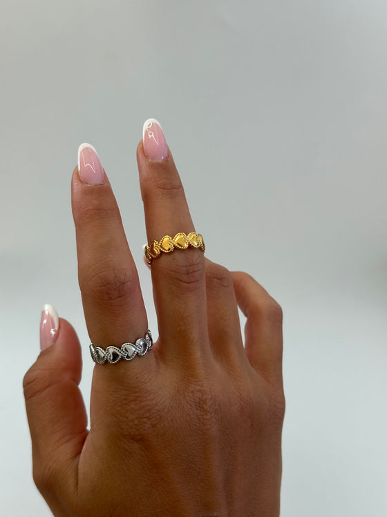 Anello cuoricini argento