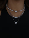 Collana doppia con cuore zircone argento