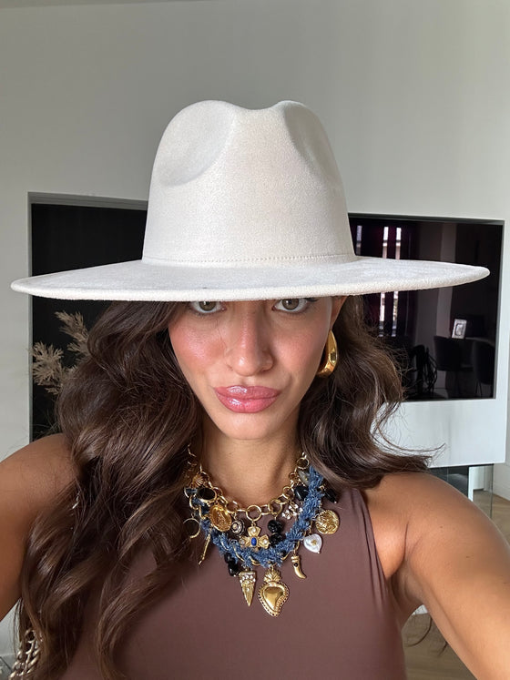 Cappello falda larga panna