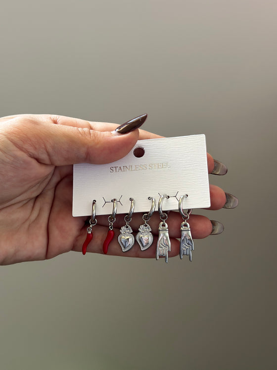 Set di orecchini scaramantici argento