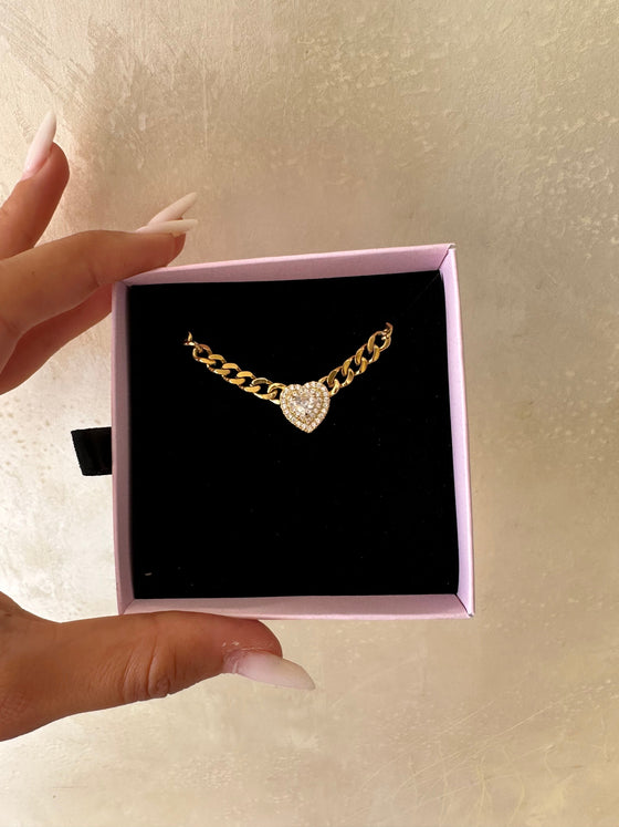 Choker cuore zircone oro