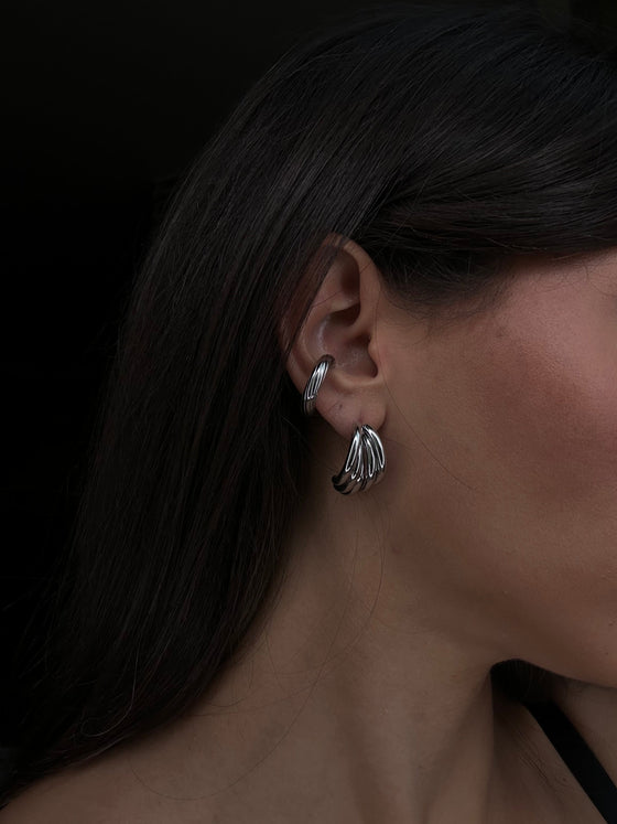 Earcuff rigato mini argento