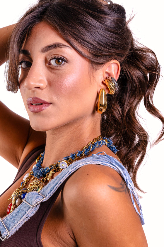 Earcuff rigato maxi argento