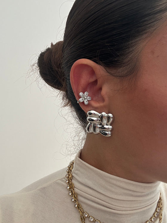Earcuff fiore zircone argento