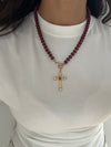Collana perle burgundy