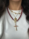 Collana perle burgundy